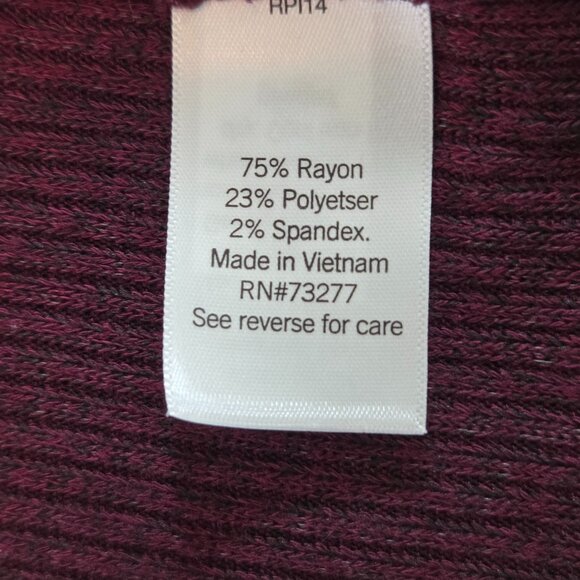 NWT - Nine West Women’s Plus Open Front Cardigan, 3x, Wine Burgundy Ribbed Knit - Picture 6 of 9